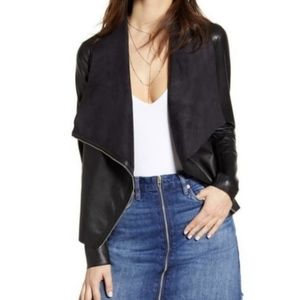 BlankNYC Fitted drape front leather jacket